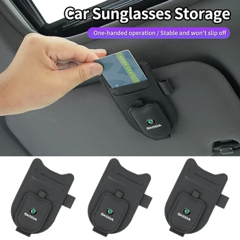 Organizer per Parasole Auto, Porta Occhiali da Sole, Clip per Occhiali, Accessori per Skoda Octavia Rapid Kodiaq Superb Derivative Karoq Fabia Ka