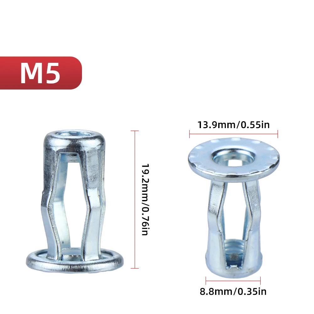Description Picture 3 of item10pcs/20pcs M4 M5 M6 M8 Jack Nuts Expansion Clamp Petal Rivet Lock Nut Bolt Hollow Wall Iron Aluminum Rivets Riveter Fixed