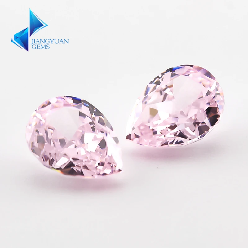 

JIANGYUANGEMS 03#Light Pink Pear Crushed Ice Cut Cubic Zirconia Stone 5A 6x8mm Zircon Loose CZ Synthetic Gemstone For Jewelry