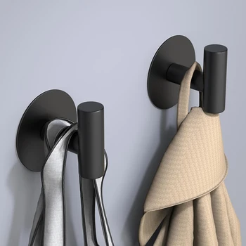 Nero opaco Ganci adesivi da parete Bagno Gancio per asciugamano Soggiorno Porta posteriore Chiavi Vestiti Tappi Appendiabiti Gancio per accappatoio Accessori per lo stoccaggio 1