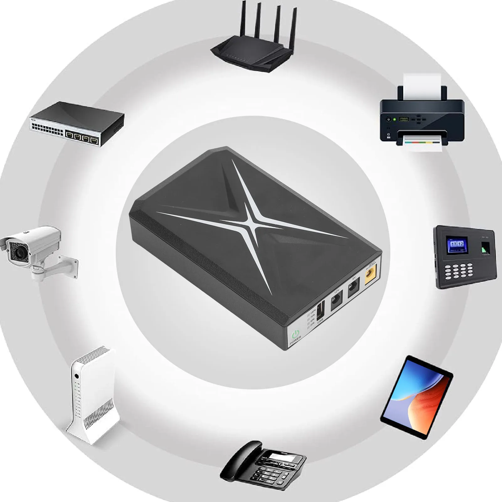 Uninterruptible Power Supply 8800mAh High Capacity Compact UPS System for Camera WiFi Router 9VDC Input