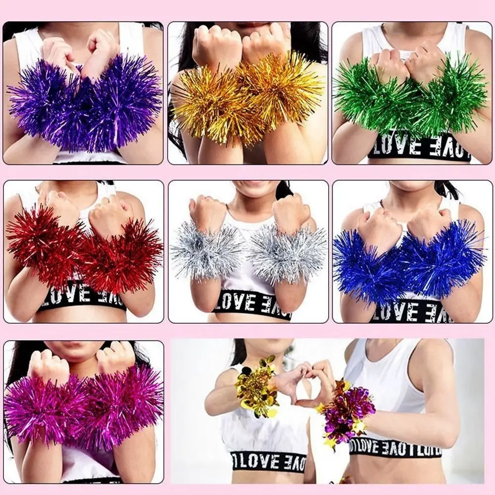 2pcs Sports Game Pompoms Cheerleading Cheering Flower Ball Apply to Children Dance Performance Sport Match Supplies Wrist Flower