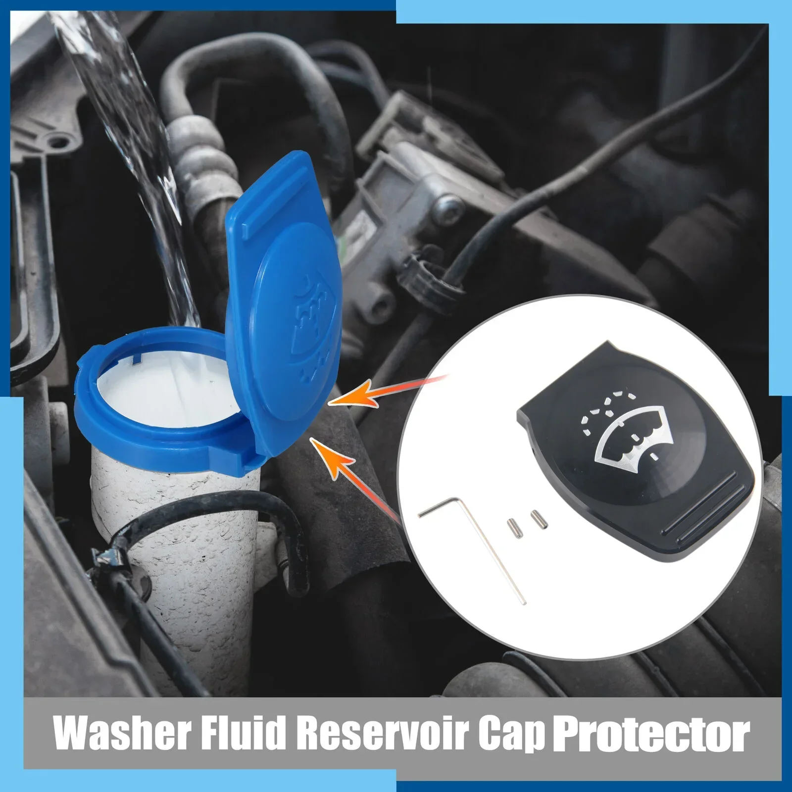 Aluminum Windshield Wiper Washer Cap Fluid Reservoir Cap Protector For Vw Audi Porsche 3Q0955455 18G955455A windshield washer cap protector