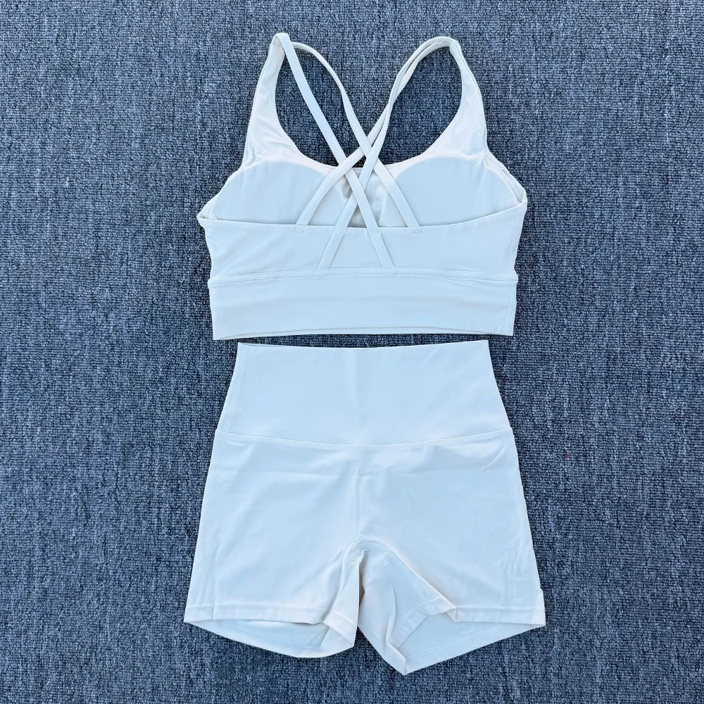 2 Piece Yoga Clothes Women's Tracksuit Athletic Wear Fitness Suit Gym Workout Push Up Clothes Sports Bra Yoga Shorts Suit