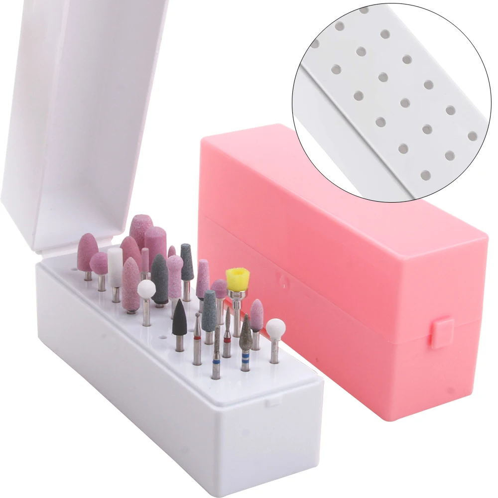 30/48 Holes Nail Bit Holder Cutter Container Empty Manicure Organizer
