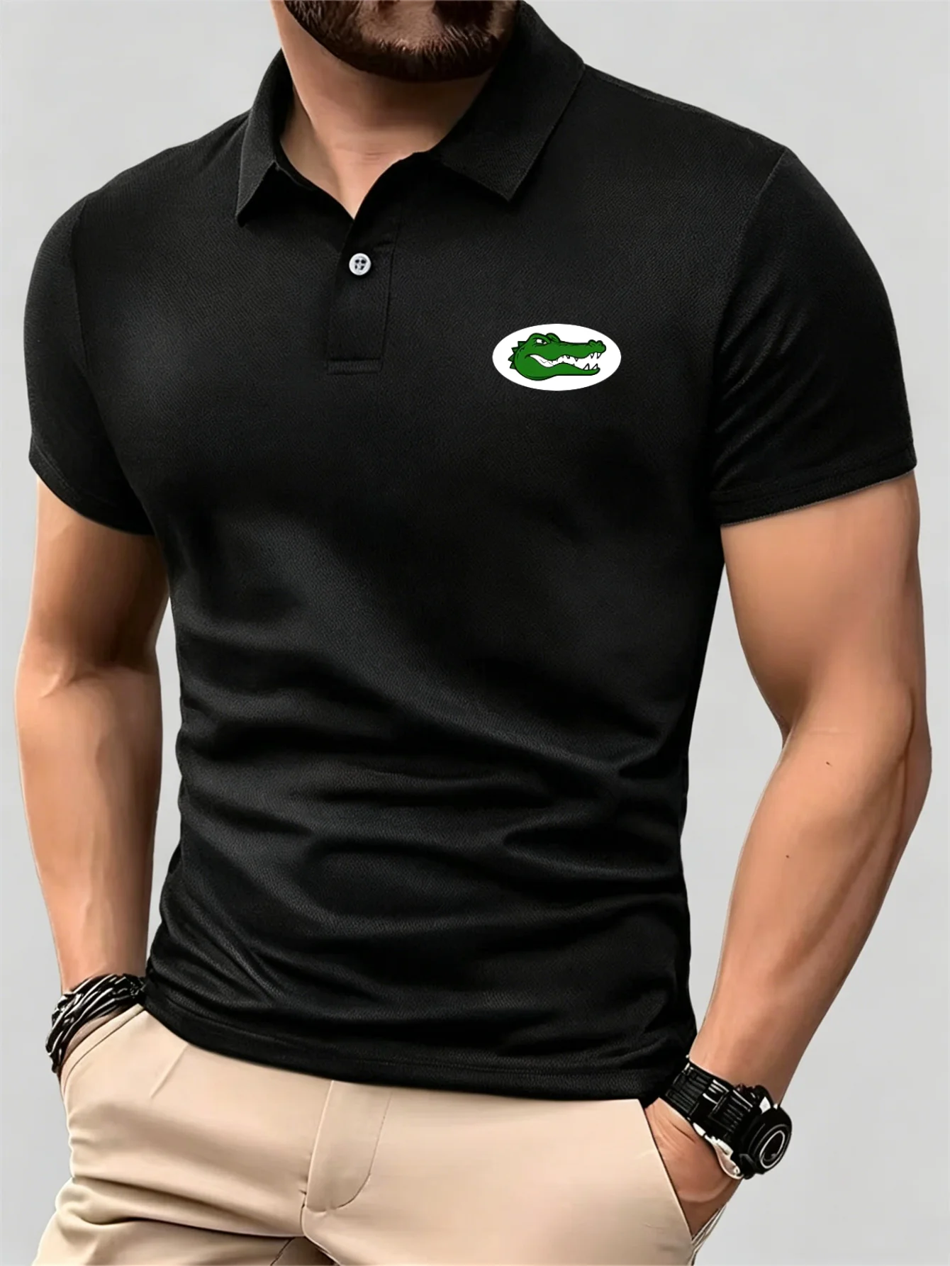 Polo Piqué da Uomo, Casual, per Ufficio, Estiva, a Maniche Corte, T-shirt per Lavoro, Sport all'Aperto, Top alla Moda - immagine 2