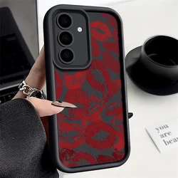 Red Lips Pattern Soft Phone Case Cover for Samsung S26 FE (A717 Black)