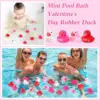 52Pack Valentine's Day Rubber Duck Bulk for Kid Funny Rubber Duck Valentine Jeep Duck for Ducking Valentine Party Baby Shower As 3
