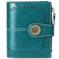 Genuine Leather Fashion RFID Wallet Women Clutch Credit Card Holder  Ladies Zipper Clutch Bag short Wallet  Casual Coin Purse 1