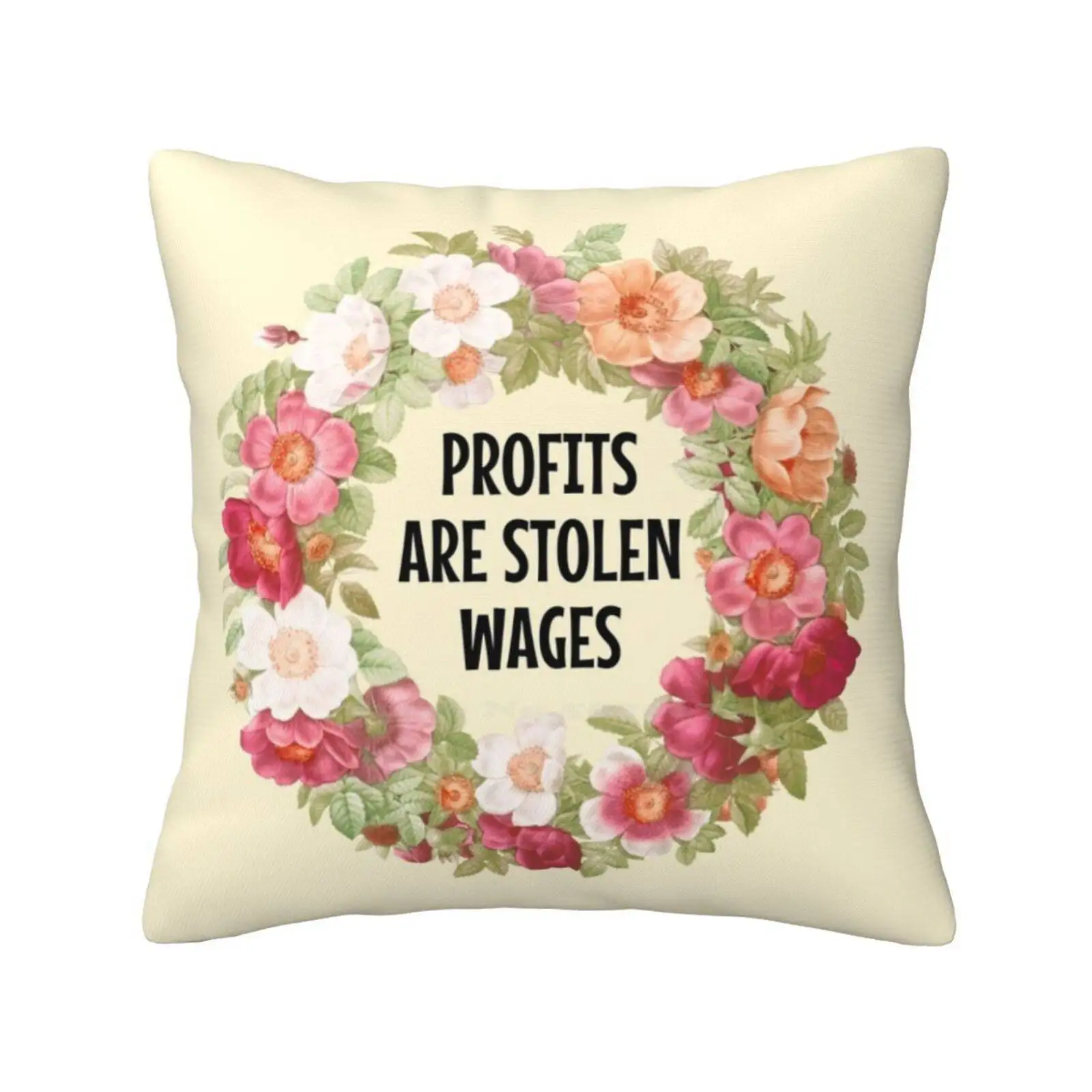 

Profits Are Stolen Wages Fashion Sofa Throw Pillow Cover Pillowcase Wage Theft Workplace Politics Protest Strike Lgbt Queer
