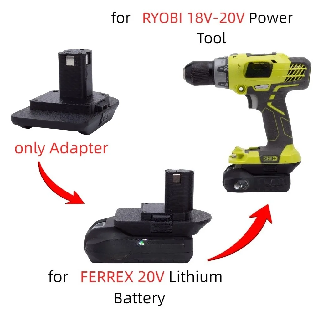 ตัวแปลงอะแดปเตอร์แบตเตอรี่สําหรับแบตเตอรี่ลิเธียม FERREX 20V เป็น RYOBI 18V-20V อุปกรณ์เสริมเครื่องมือไฟฟ้าไร้สาย (เฉพาะอะแดปเตอร์) 1