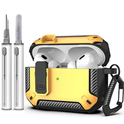 Secure Lock Shockproof Hard Shell Protective Earphone Case with Cleaning Pen - AirPods Pro 3 (Yellow)