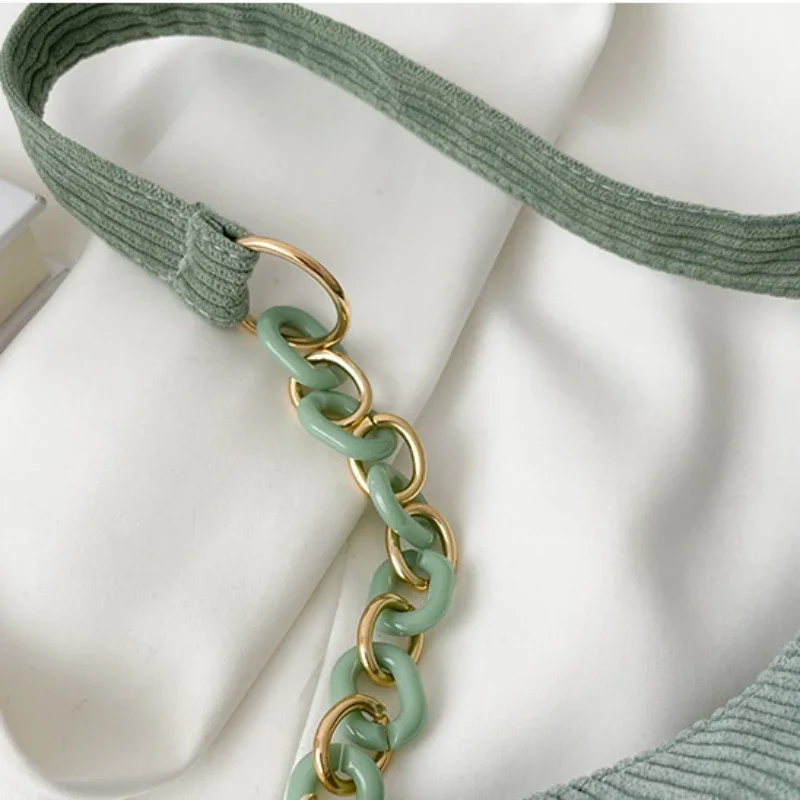 Korean Fashion Vintage Handbags Women Summer Corduroy Underarm Bag Zipper Shoulder Small Bags Female Soft Casual Clutch Handbag