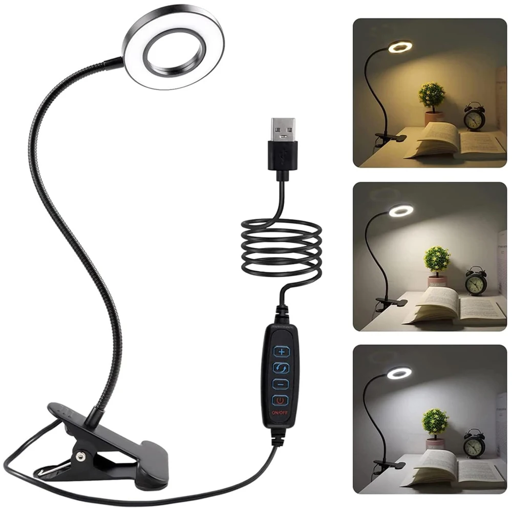 Flexible LED Clip-On Desk Lamp - Eye-Caring Gooseneck Reading Light