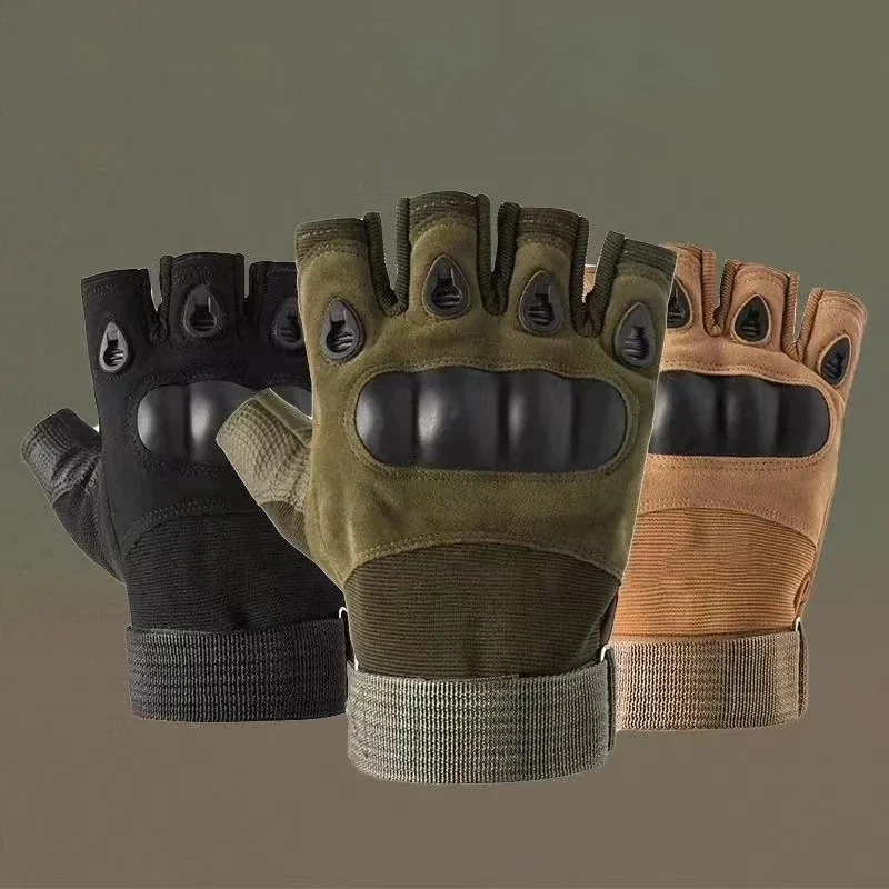 Half-finger outdoor hunting tactical gloves training fitness anti-skid cycling sports breathable wear resistance finger gloves