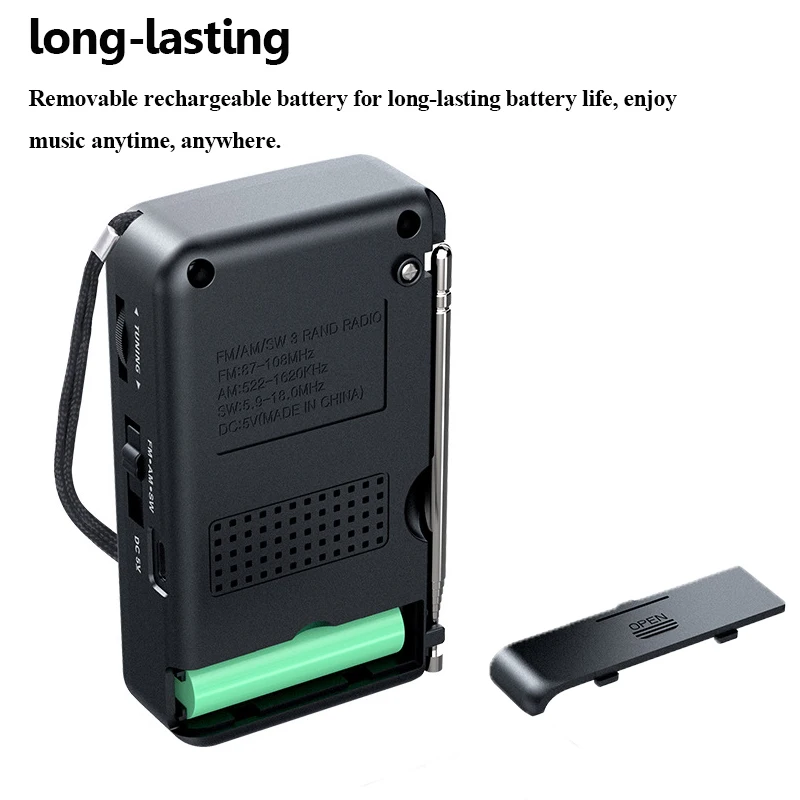 Mini FM AM SW Radio Portable Best Reception Full Band Radios  Built-in Speaker Support Auto Search Long Endurance for Elder