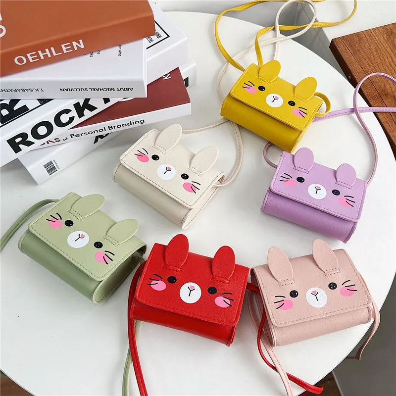 Children's Accessories Little Girl Fashionable Cute Rabbit Shoulder Crossbody Bag Handbag Mini Cartoon Princess Baby Coin Purse