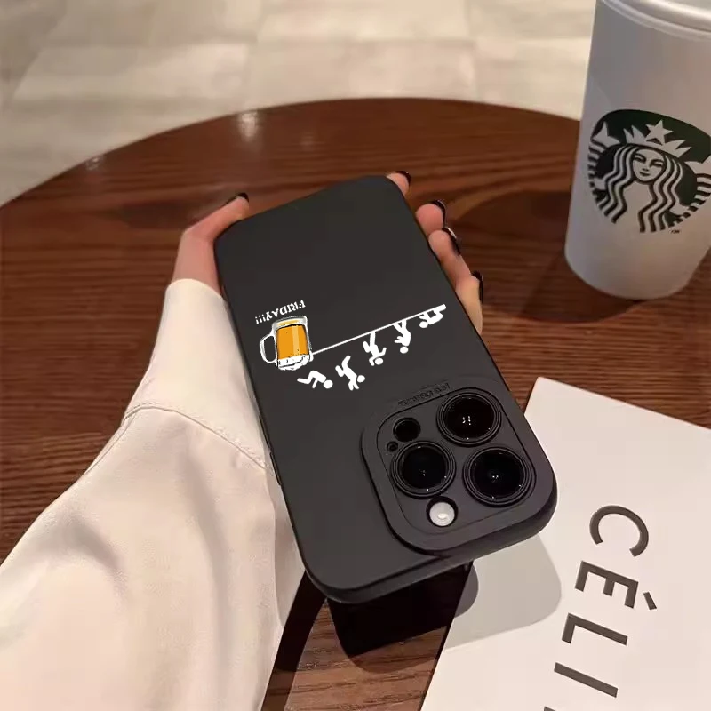 Black Fun Beer Man Silicone Matte Soft Back Phone Case