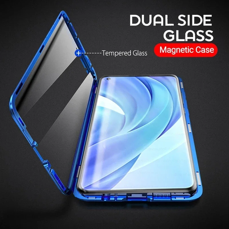 Phone Case For Xiaomi Mi 11 Ultra 360 Magnetic Flip Cover For Xiaomi 14T Pro 15 13 Ultra 13T Mi12S Pro 12X Double Sided Tempered Glass