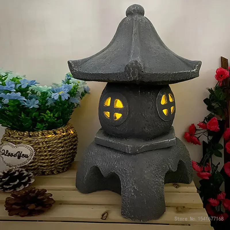 Japanese Ceramic Imitation Stone Lamp, Imitation Marble, Red Clay, Decoration Products, Courtyard Home Decoration 1Pc