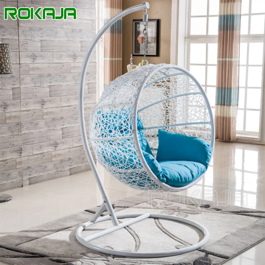 Rocking Bird'S Nest Basket Round Wicker Chair Outdoor Swing Egg Hanging Chair Indoor Swing Cradle