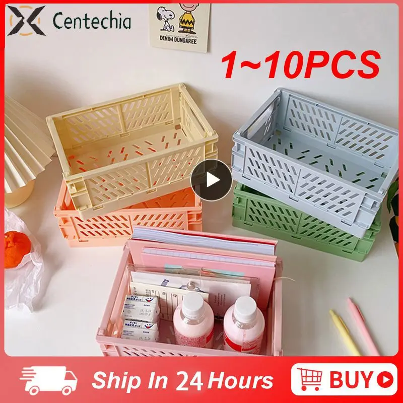 

1~10PCS Plastic Foldable Storage Box Folding Storage Basket Storage Organizer Student Desktop Organizing Baskets For Stationery