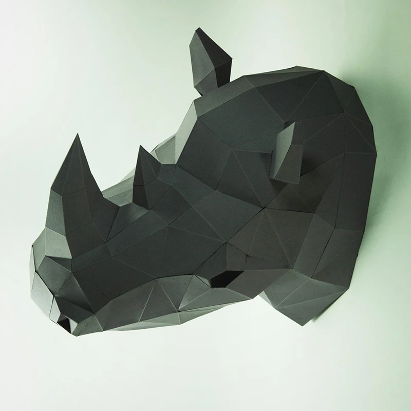 3D Paper Model Paper Jigsaw Puzzle 40cm Rhino Head Paper Model