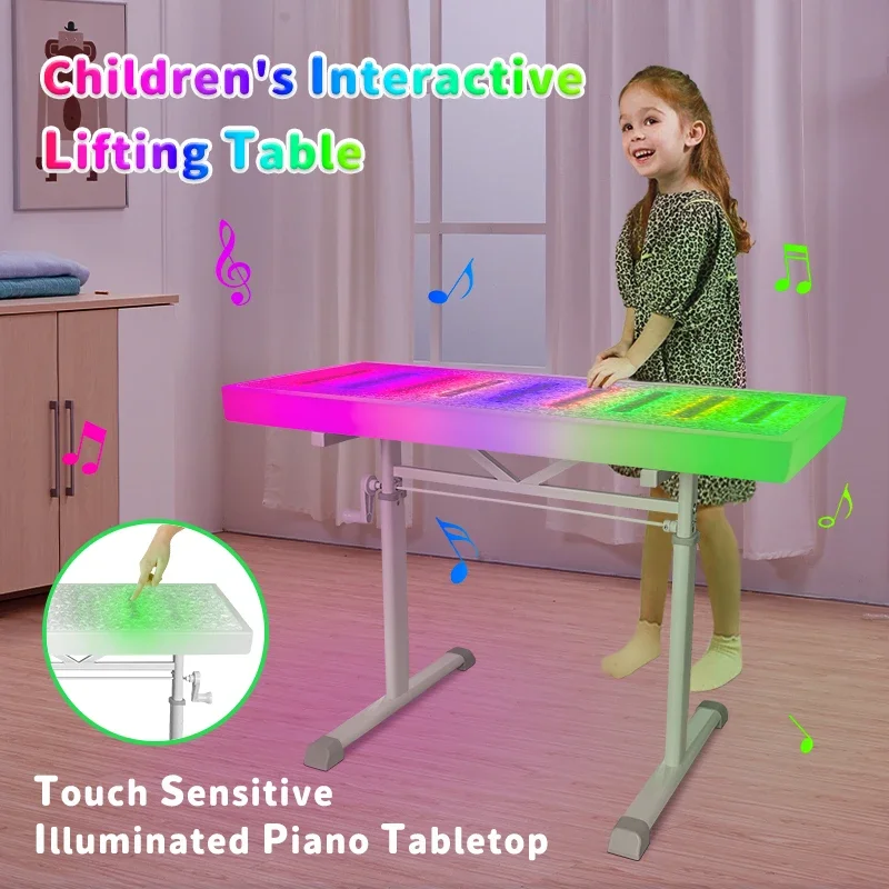 Students Double Desks And Chairs Can Be Lifted School Counseling Training Desk LED Children's Learning Table