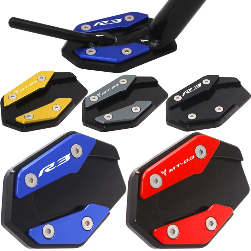 

Для YAMAHA YZF-R3 YZF R3 MT-03 MT03 2019-2023 аксессуары для мотоцикла CNC Kickstand боковая подставка удлинитель поддерживающая пластина