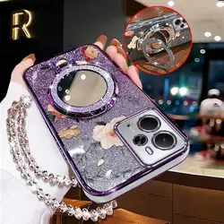 3 - Piece Floral Phone Accessory Set: Flower Bud Case, Lanyard & Stand for Realme 15x (India) (PURPLE)
