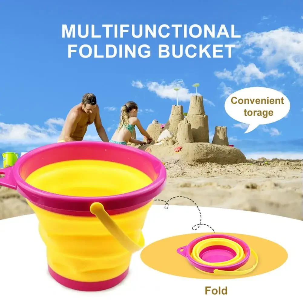 

Portable Beach Bucket Collapsible Pail Foldable Children Sand Toys Water Bucket Outdoor Supply Kids Summer Favor