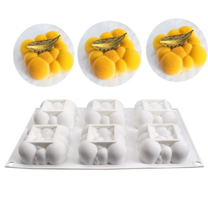 

Baking Cakes Mousse Dessert Pastry Mold Cake Decoration Cheesecake Ice Cream Mould 6-Cavity Cloud Shape 3D Silicone Mold
