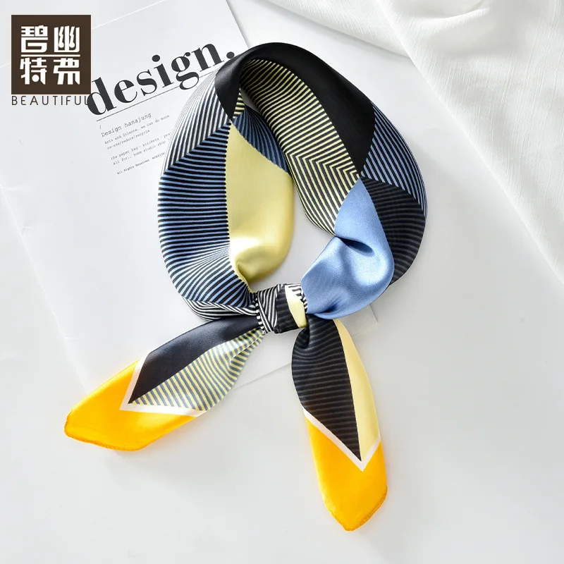 Luxury Brand Red Silk Square Scarf Women Cat Neck Hair Tie Band Beach Hijab Kerchief Head Headbands Bandana Female Foulard 70cm 2