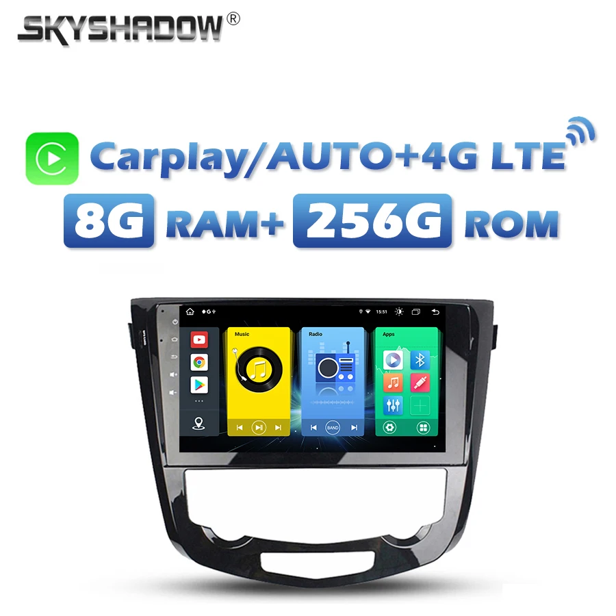 

Carplay 4G SIM DSP Android 13.0 8G+256G Car DVD Player GPS RDS Auto Radio wifi Bluetooth For Nissan Qashqai X-Trail 2014-2017