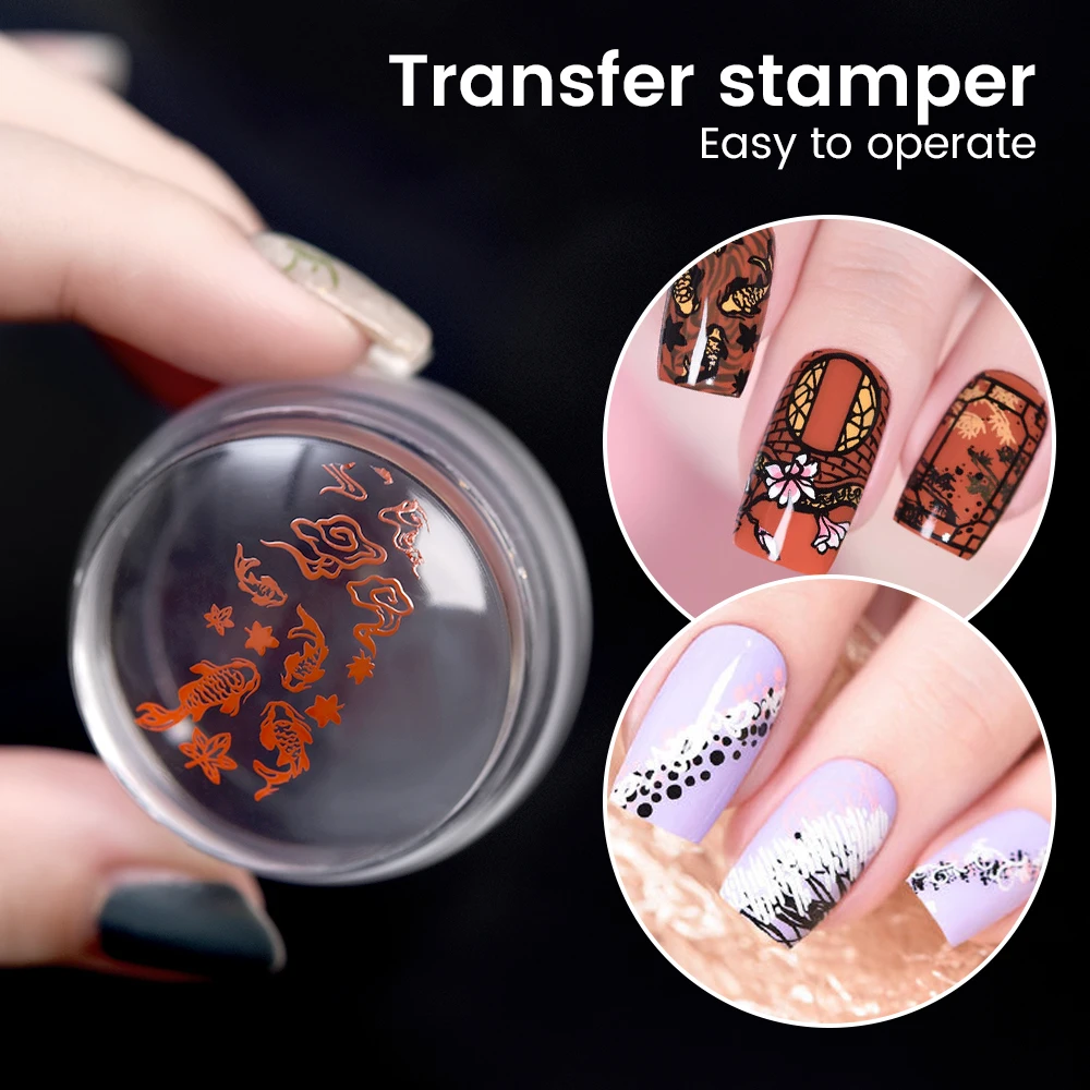 Nail Art Stamper Scraper Set Transparent Jelly Silicone Stamp Nail Stamping Plates Polish Print Transfer Templates Designs Tool 2
