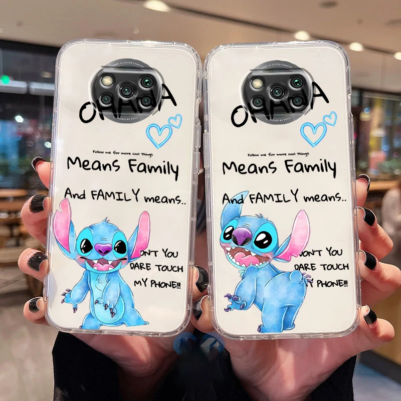 

Stitch Disney Cool For Poco X5 C55 C40 C50 F4 M4 X4 GT X3 F3 GT M3 C3 NFC Pro Mix3 Transparent Phone Case