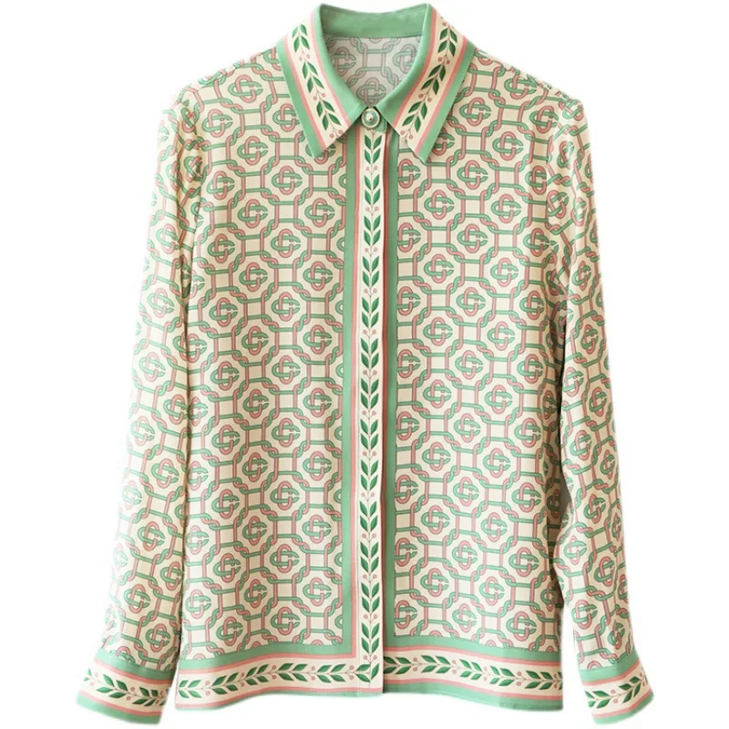 

Fashion Woman Blouse 2023 Long Sleeve Geometric Print Shirt Women Camisas De Mujer Shirts Tops