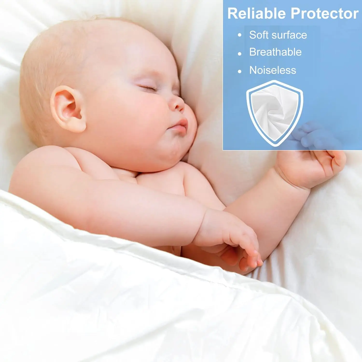 Saef4161bb00e4c67a2cd0e6460f85d894 Waterproof Mattress Protector - Fitted with Stretchable Pockets - Machine Washable Cotton Mattress Cover for Bed Mallzona