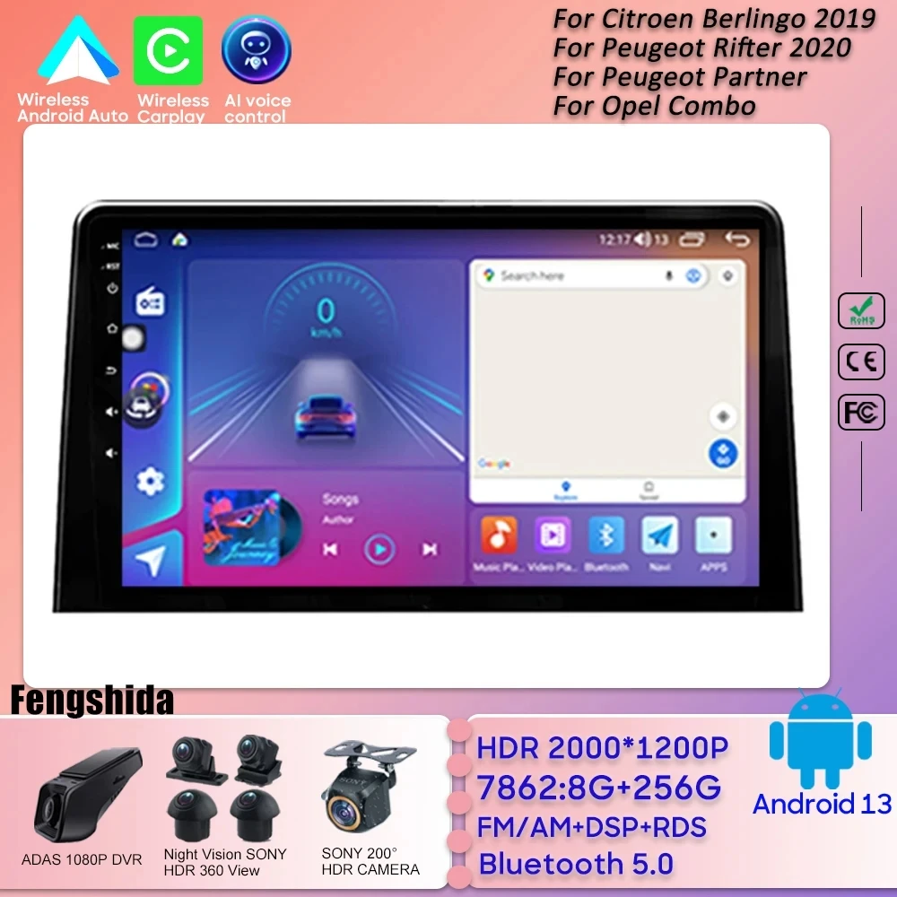 

Car Android For Citroen Berlingo 2019 For Peugeot Rifter 2020 For Peugeot Partner For Opel Combo Bluetooth Stereo Head Unit 5G