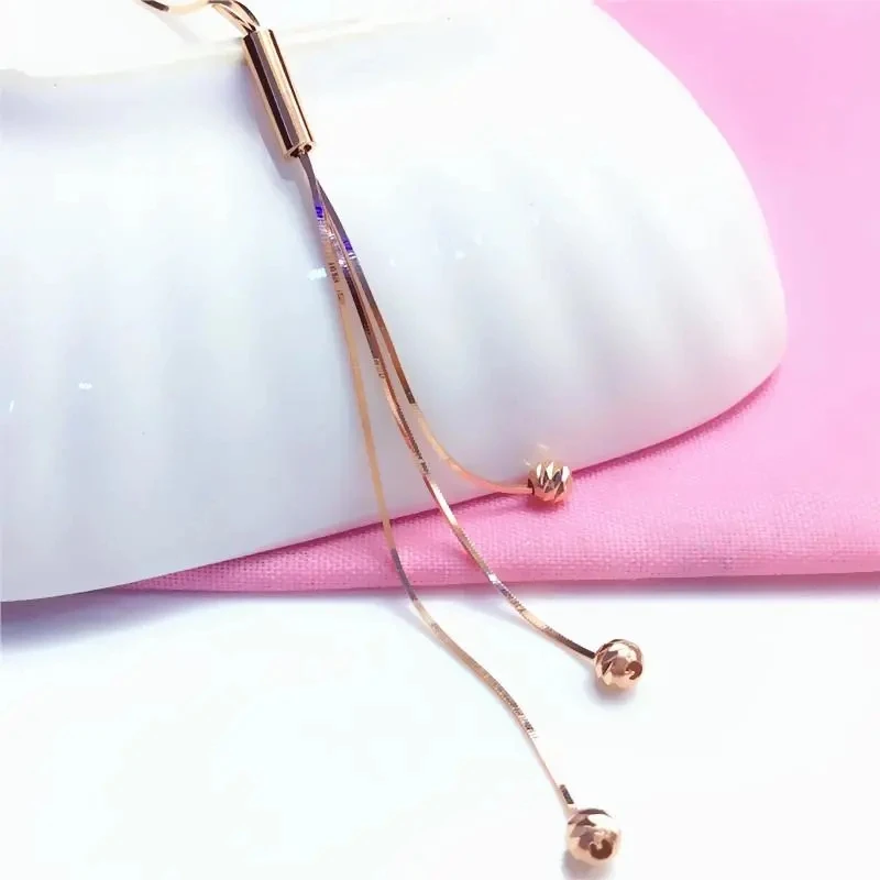 

585 Purple Gold Plated 14k Rose Gold Soft Chain Long Tassel Neckalce for Woman Simple Charm Fashion Party Jewelry Gift