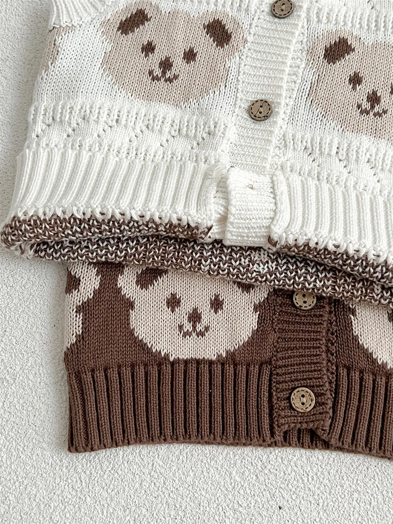 Autumn Baby Knitted Vest Cute Bear Toddler Girls Open Top