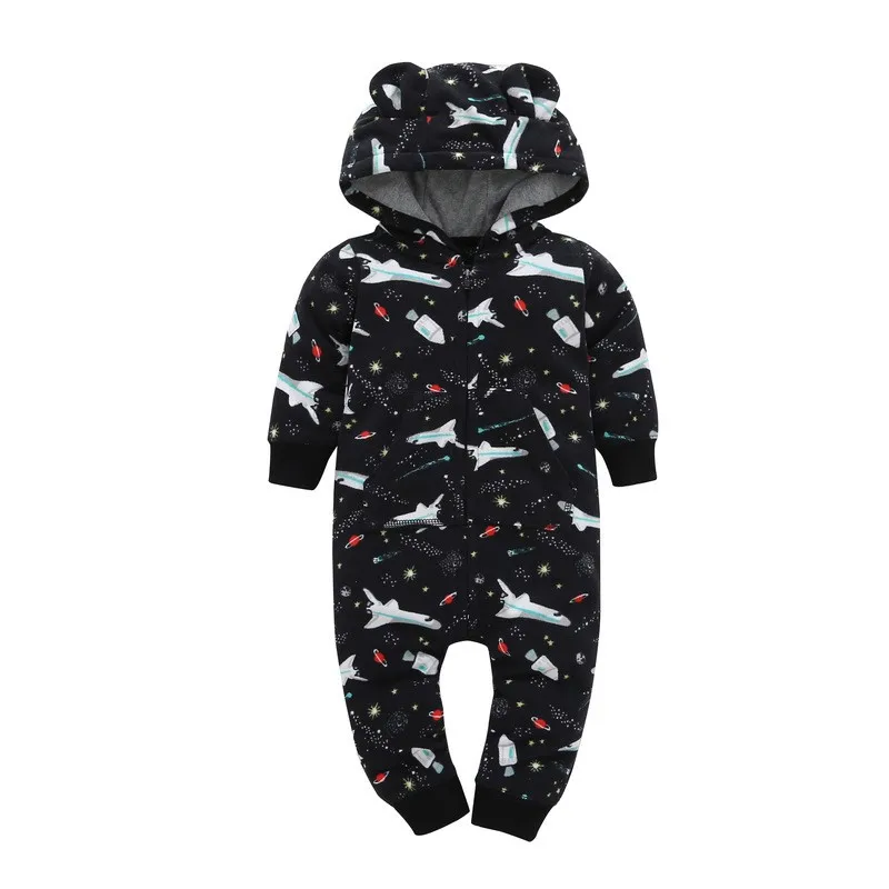thumbnail image 1 of 2024 Autumn Winter Baby Rompers Cartoon Hooded Fleece Baby Boy Girls Clothes Newborn Babies Costume jumpsuits, 1 of 4