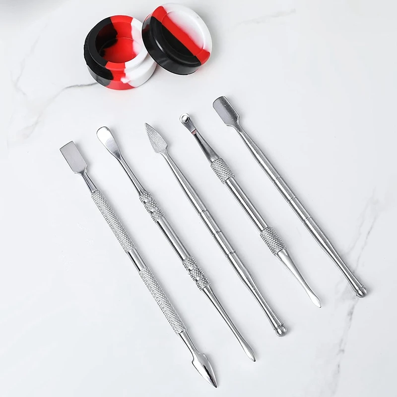 6 Pieces Of Wax Carving Stainless Steel Tools, With 5Ml Silicone Container. (Silver) wood pellet press