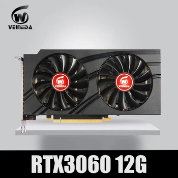 VEINEDA RTX 3060 비디오 카드, GPU 비디오 그래픽 카드, PC 게이밍 데스크탑 컴퓨터 그래픽 카드, 192 비트, 12G GDDR6