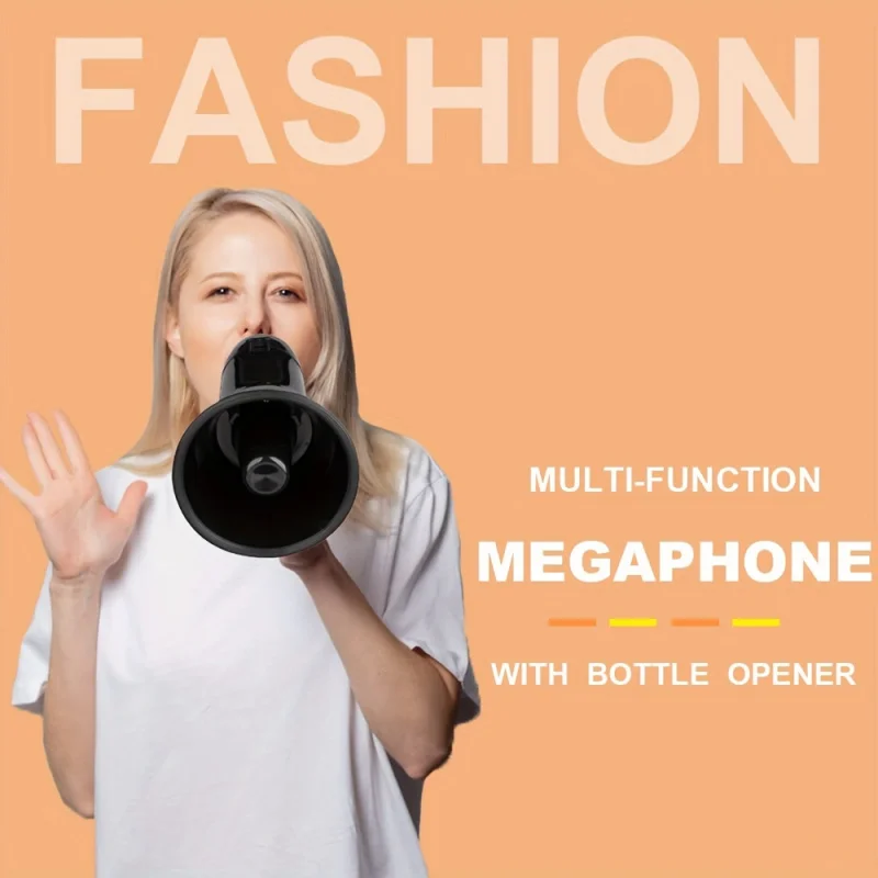 Portable 20 Watt Megaphone Bullhorn-Voice and Alarm Modes, Volume Control, Battery Powered-ABS Material with Strap