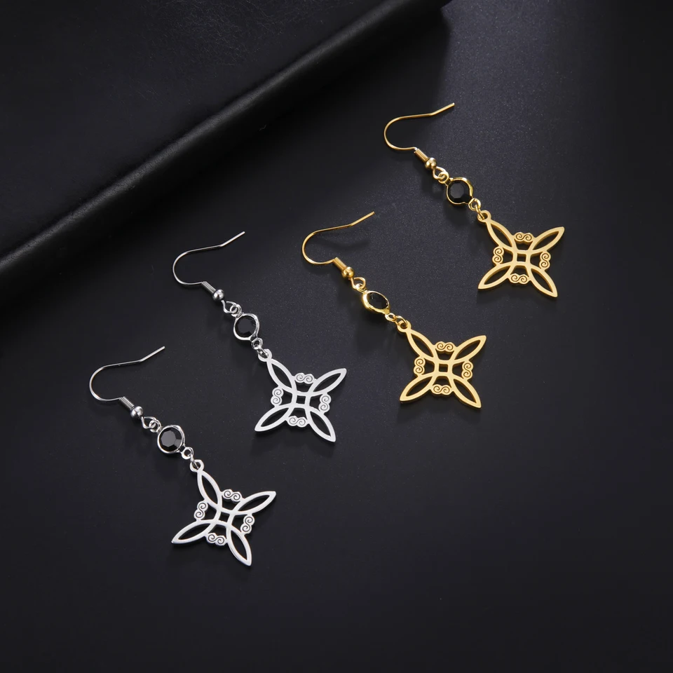 Orecchini pendenti con nodo strega irlandese Stregoneria da donna in acciaio inossidabile Talismano fortunato Regalo di gioielli con nodo celtico  36