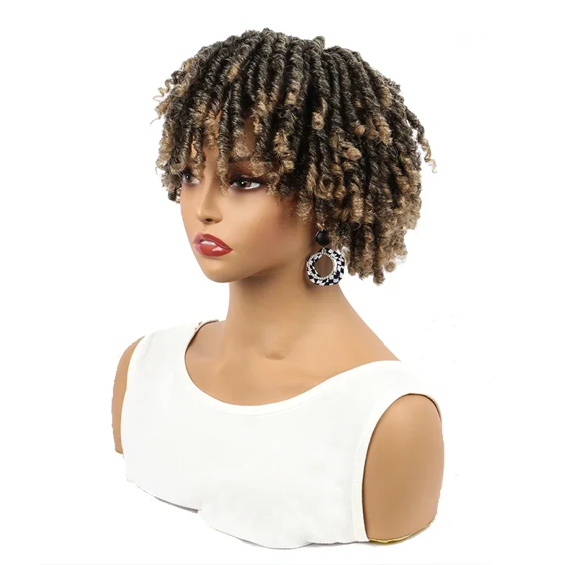 Synthetic Dreadlock Hair Topper Clip in Braided Half Wigs Locs Braided Wig Soft Short Wig Dreads for Men Women