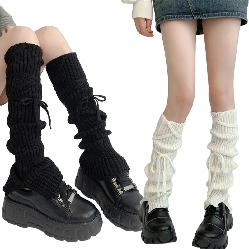 Ballet Style Lace Up Bandage Leg Warmer Studenti Girl Boot Socks Jk Uniform Foot Cover Lolita Women Knit Maniche Svasate