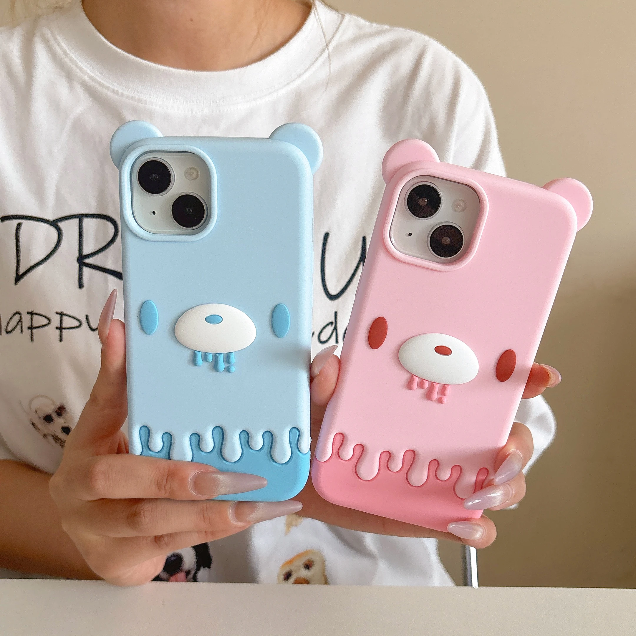 Adorable Bear 3D Silicone Shockproof Phone Case - Cute Cartoon Design