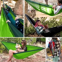 New Camping Hammock Single Person Portable Outdoor With Nylon Color Matching Hammock High Strength Parachute Fabric Hanging Bed 2